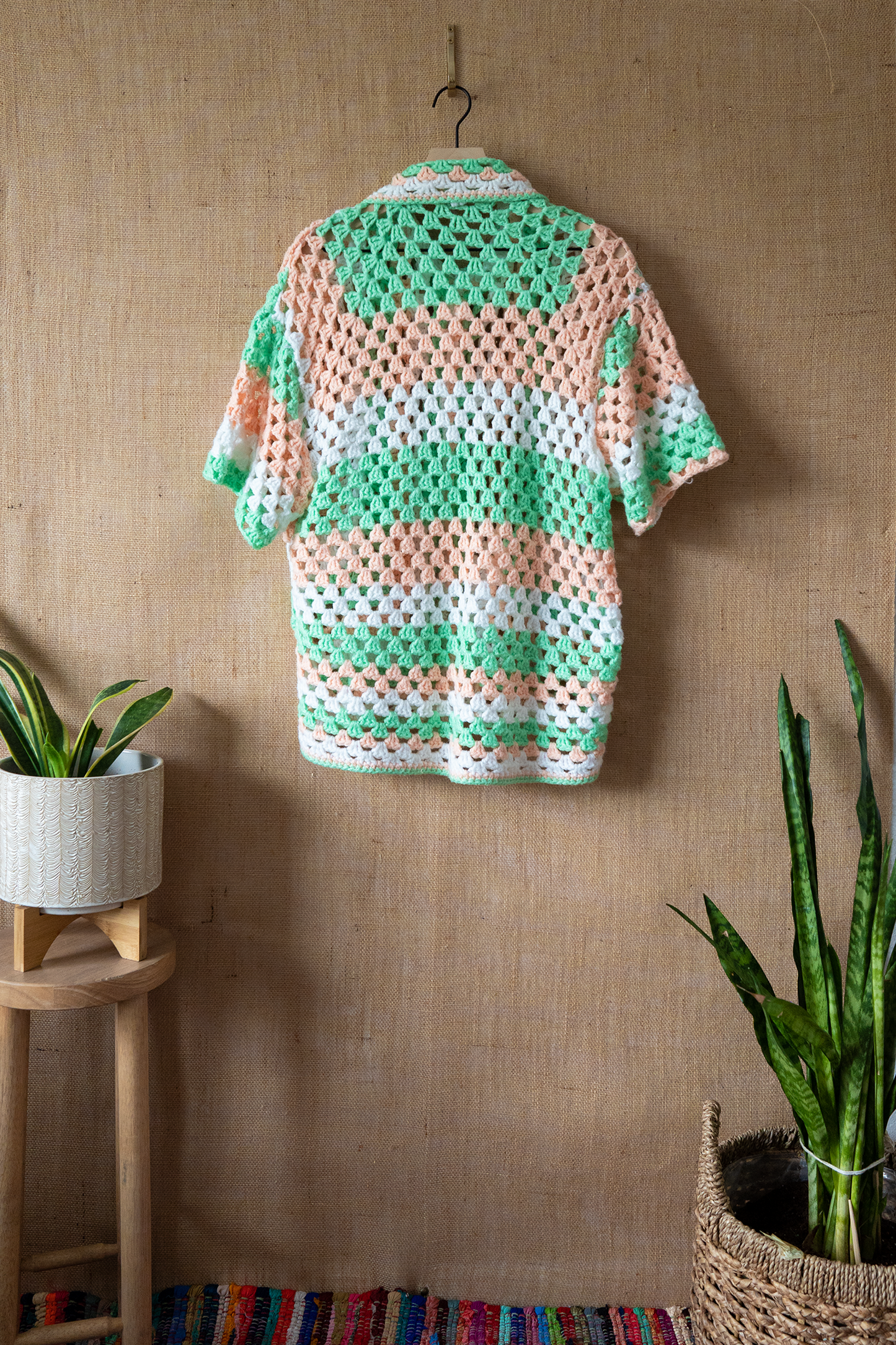 Peaches and Green Short-sleeve Button Up